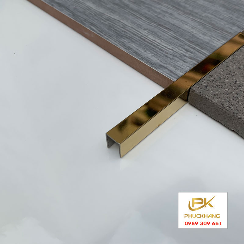 Nẹp Inox U8 v&agrave;ng b&oacute;ng