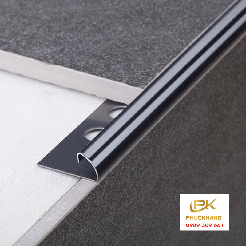 Nẹp Inox G&oacute;c Tr&ograve;n Đen B&oacute;ng