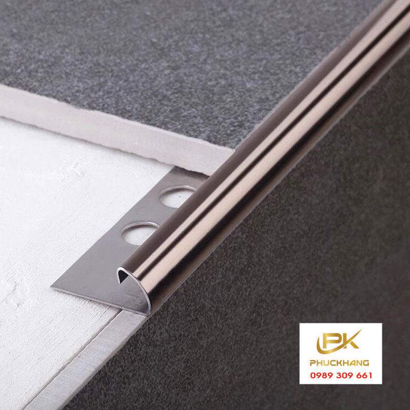 Nẹp Inox G&oacute;c Tr&ograve;n Hồng B&oacute;ng